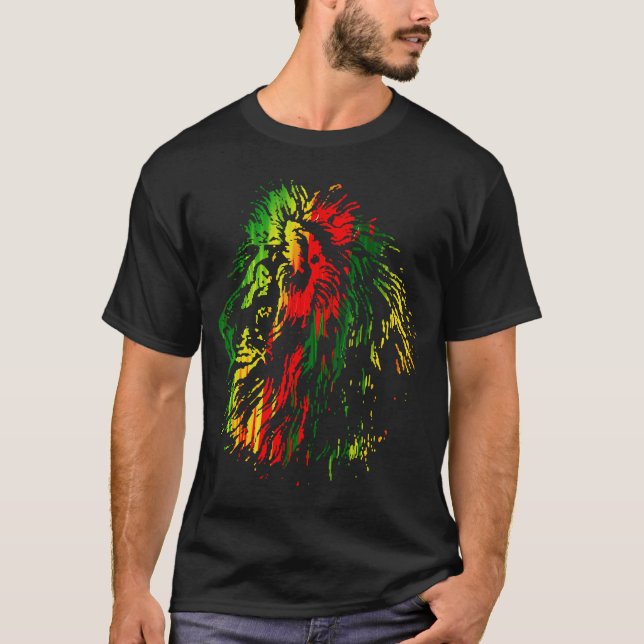 Camiseta Un león fresco con colores rastas (Anverso)