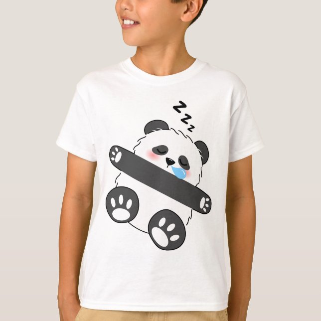 Camiseta Un lindo bebé panda durmiendo pacíficamente (Anverso)