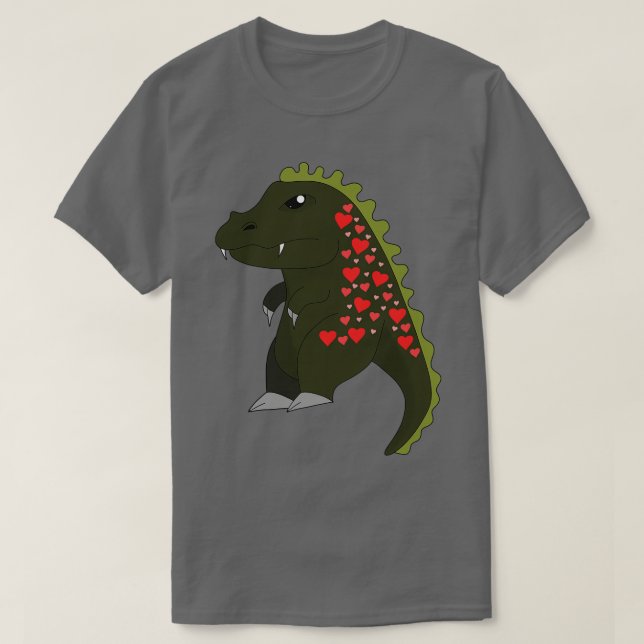 Camiseta Un lindo dinosaurio lleno de corazones (Diseño del anverso)