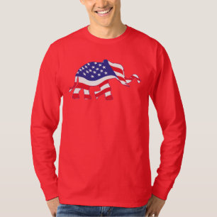 Camiseta un lindo elefante hecho con la bandera estadounide