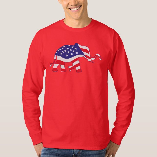 Camiseta un lindo elefante hecho con la bandera estadounide (Anverso)