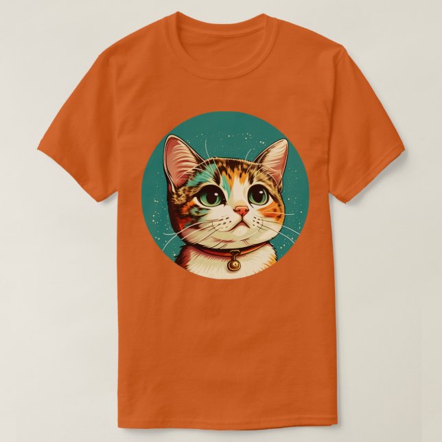 Camiseta un lindo gato colorido (Diseño del anverso)