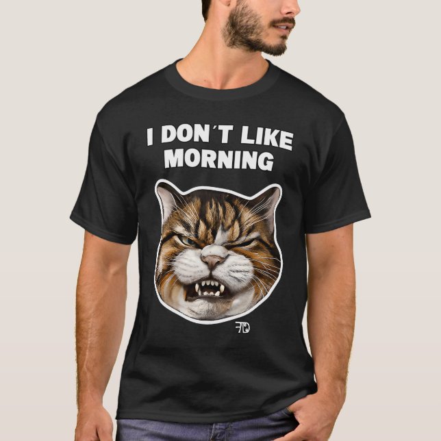 Camiseta Un lindo gato enfurecido con mal humor y taza dice (Anverso)