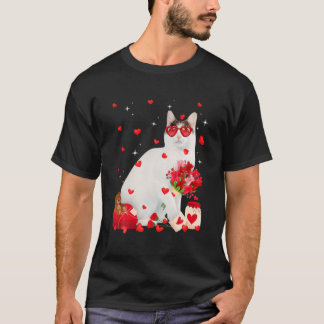 Camiseta Un lindo gato japonés con Bobtail gato Valentine F