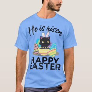 Camiseta Un lindo gato negro conejo orejas Semana Santa Caz