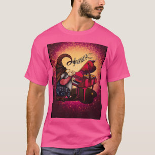 Camiseta Un lindo gnomo hippie tocando música en el piano G