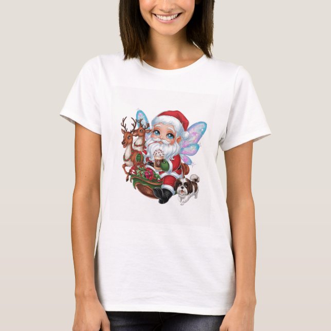 Camiseta Un lindo hada de Santa Claus con brillo (Anverso)