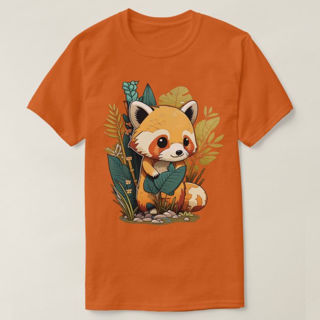 Camiseta Un lindo panda rojo en el bosque (Diseño del anverso)