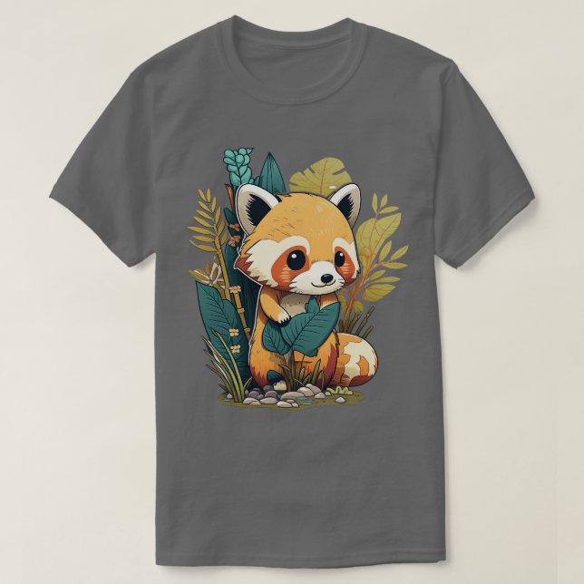 Camiseta Un lindo panda rojo en el bosque (Diseño del anverso)
