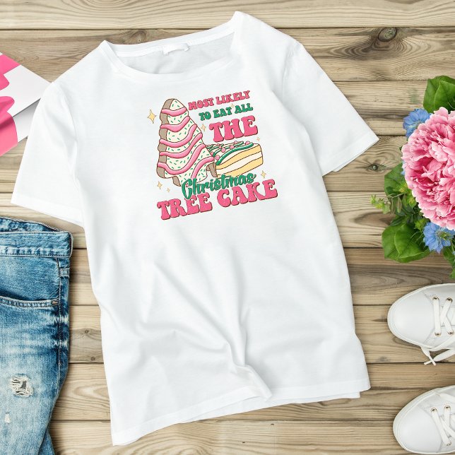 Camiseta Un lindo pastel de árbol de navidad rosado moderno (Subido por el creador)