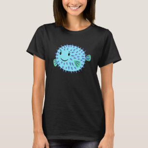 Camiseta Un lindo pez globo pequeño nada hacia ti y se ríe