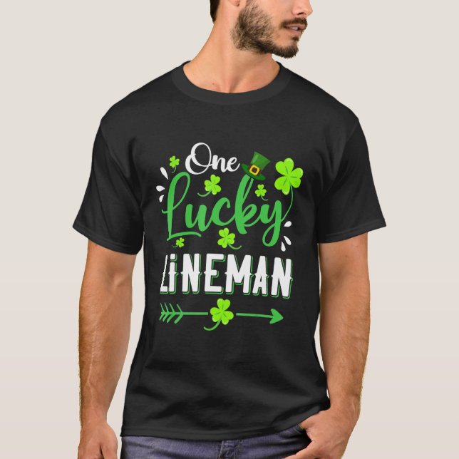Camiseta Un Lineman Suertudo Shamrock Leprechaun Gorra St P (Anverso)