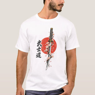 Camiseta Un llamativo diseño gráfico con una espada katana