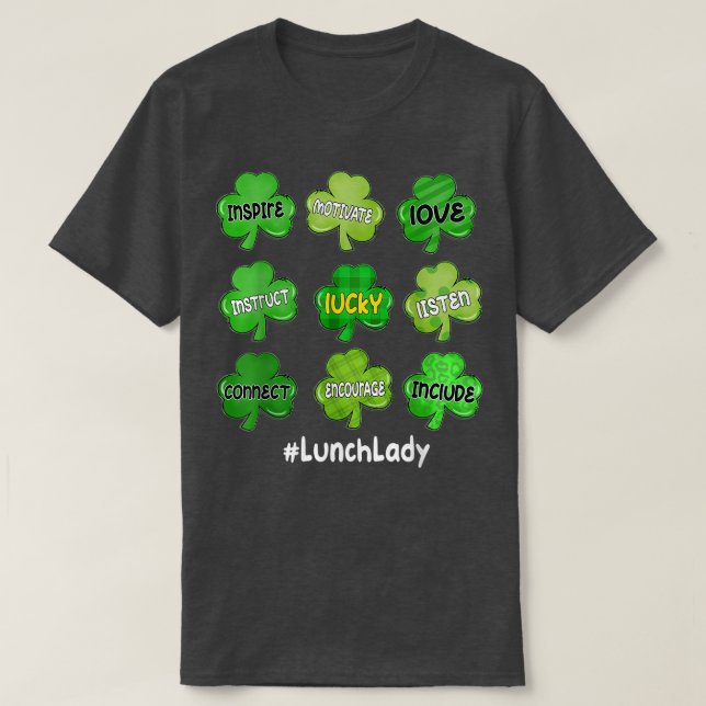 Camiseta Un Lucky Lunch Lady Irlandés Shamrock Rainbow St P (Diseño del anverso)