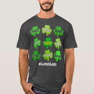 Camiseta Un Lucky Lunch Lady Irlandés Shamrock Rainbow St P