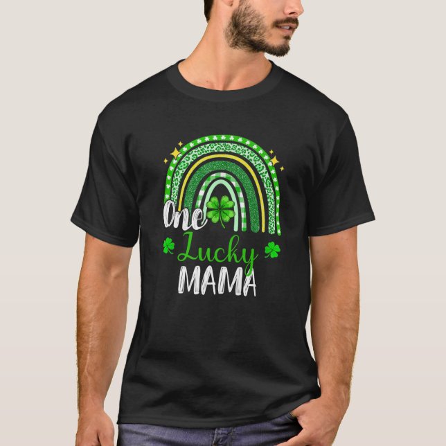 Camiseta Un Lucky Mama Leopard Imprime Rainbow St Patrick'S (Anverso)