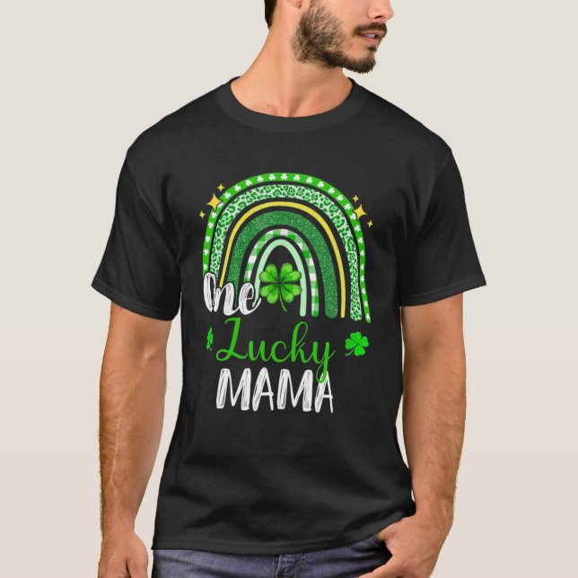 Camiseta Un Lucky Mama Leopard Imprime Rainbow St Patrick'S (Anverso)