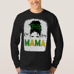 Camiseta Un Lucky Mama Messy Bun Leopard St Patrick S Day