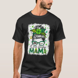 Camiseta Un Lucky Mama Messy Bun St Patricks Day Para Las M