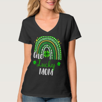 Camiseta Un Lucky Mom Leopard imprime Rainbow St Patricku20