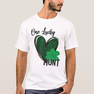 Camiseta Un Lucky Tía Leopard Heart St Patrick'S Day