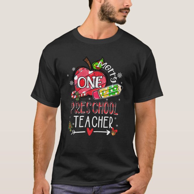 Camiseta Un maestro de preescolar Navidades Santa Lights (Anverso)