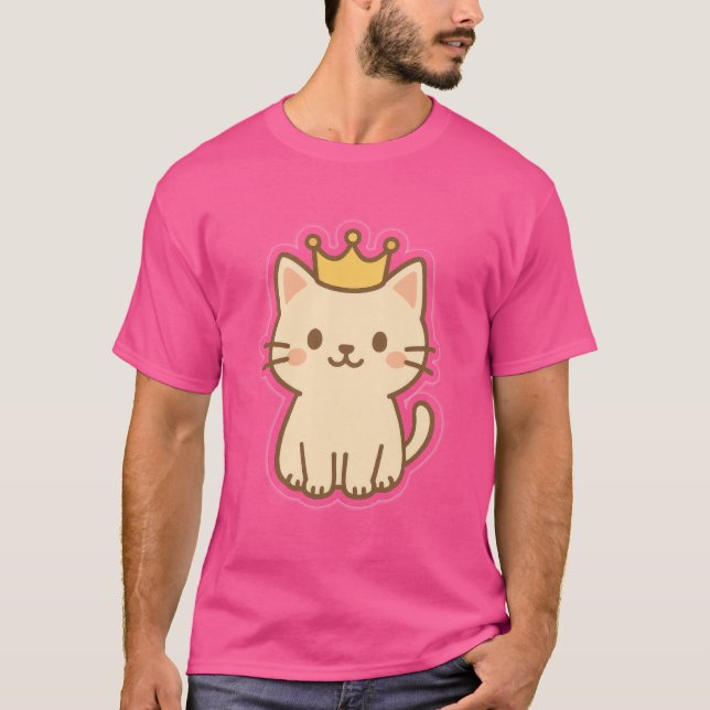 Camiseta Un majestuoso gato cariñoso con una corona (Anverso)