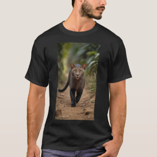 Camiseta Un majestuoso jaguarundi caminando por un camino d