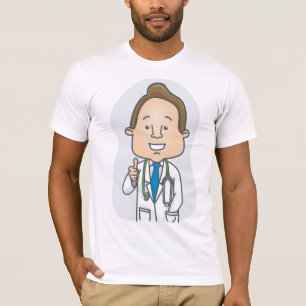 Camiseta Un Médico sonriente que le da el dedo al Stethosco