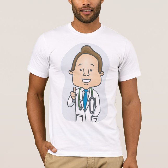 Camiseta Un Médico sonriente que le da el dedo al Stethosco (Anverso)