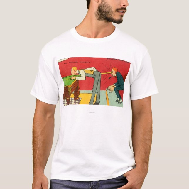 Camiseta Un momento ansioso, taco de billar que golpea una (Anverso)