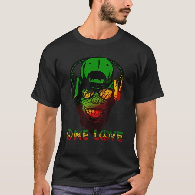 Camiseta Un mono de amor rasta reggae hippie rastafarian go (Anverso)