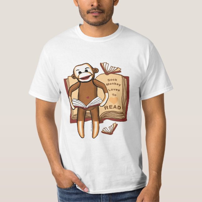 Camiseta Un mono de calcetín lee  (Anverso)