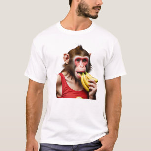 Camiseta Un mono juguetón sentado sobre una vibrante ola de