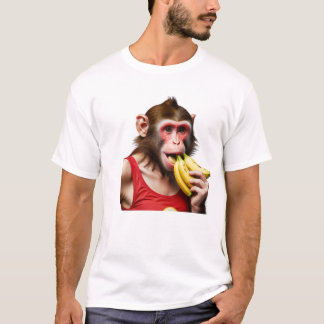 Camiseta Un mono juguetón sentado sobre una vibrante ola de