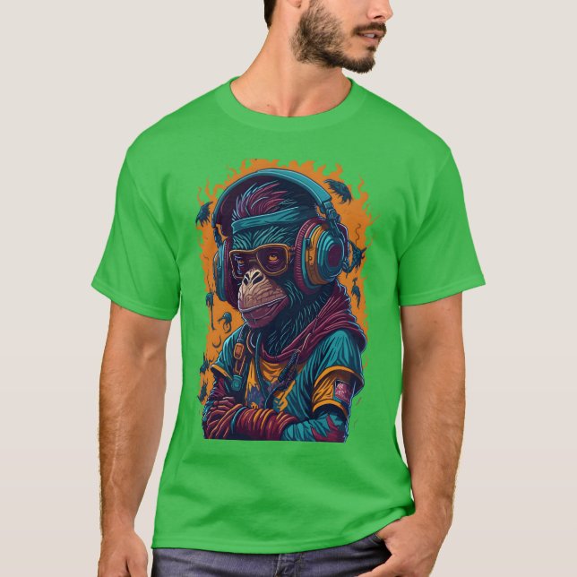 Camiseta Un mono rapero retro (Anverso)