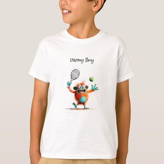 Camiseta Un monstruo lindo jugando al tenis (Anverso)