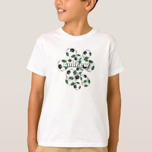 Camiseta un montón de bolas verdes de fútbol negro nombres
