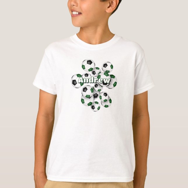 Camiseta un montón de bolas verdes de fútbol negro nombres  (Anverso)