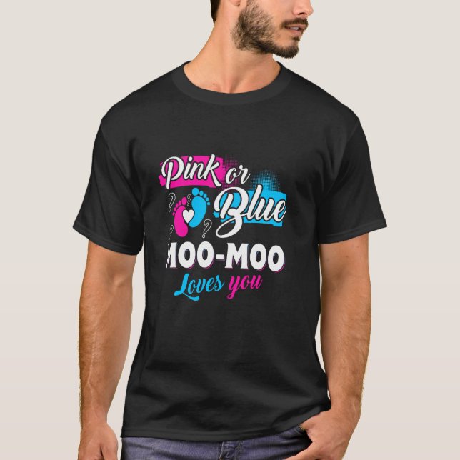 Camiseta Un Moo Rosa O Azul Divertido Te Ama El Género R (Anverso)