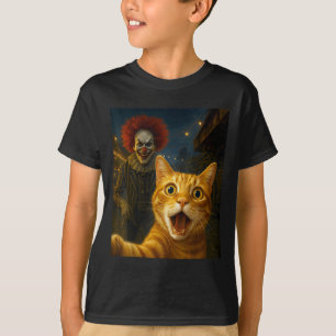 Camiseta Un Naranja gracioso Tabby Cat Selfie un Payaso esp