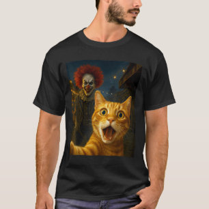 Camiseta Un Naranja gracioso Tabby Cat Selfie un Payaso esp
