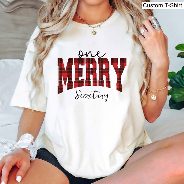 Camiseta Un Navidad de la Secretaría de la Cereza nombra bl (One Merry Secretary Christmas Name White T-Shirt)