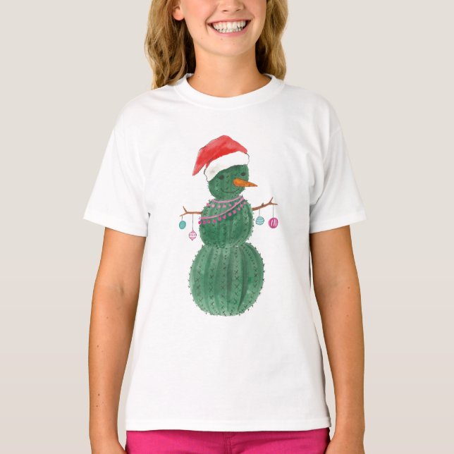 Camiseta Un Navidad muy cactus Snowman (Anverso)