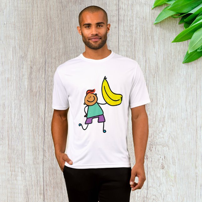 Camiseta Un niño juguetón sostiene un gran plátano amarillo (Subido por el creador)
