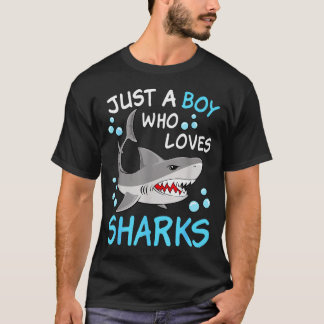 Camiseta Un niño que ama tiburones divertido animal océano