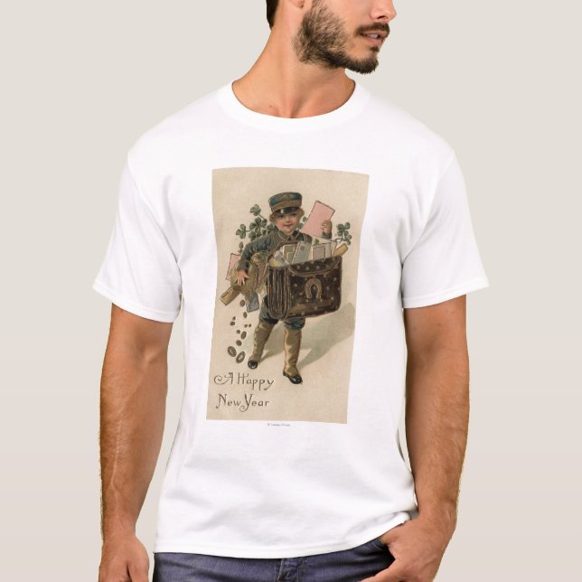 Camiseta Un nuevo muchacho feliz del correo de YearIrish (Anverso)