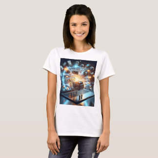 Camiseta un ordenador portátil con un carrito de la compra