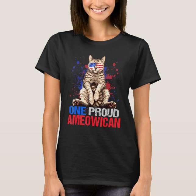 Camiseta Un Orgulloso Gato Estadounidense Con Bandera Estad (Anverso)
