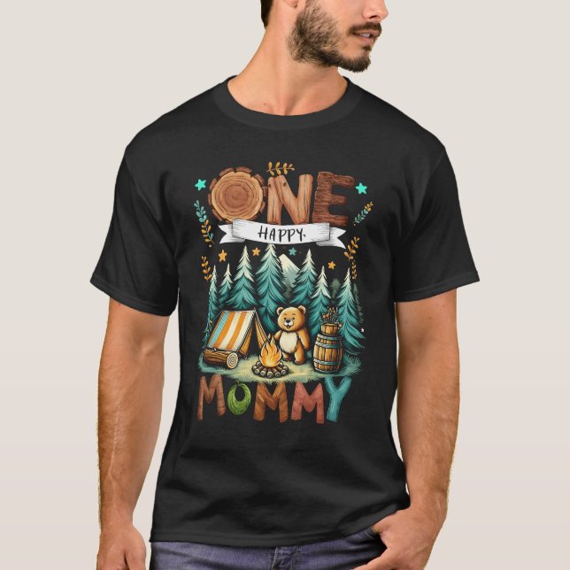 Camiseta Un oso de campamento de cumpleaños de mamá feliz C (Anverso)